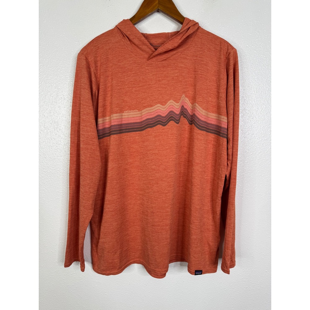Patagonia Capilene Cool Daily Hoody Orange Heather Graphic Sun Shirt XL 45535